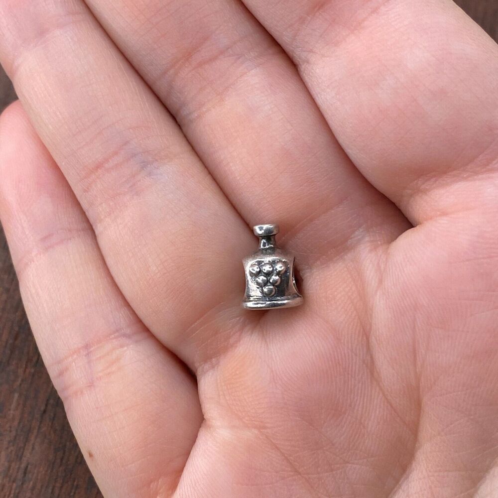 Vintage Carlo Biagi 925 Sterling Silver Wine Bottle Slide Bracelet Charm